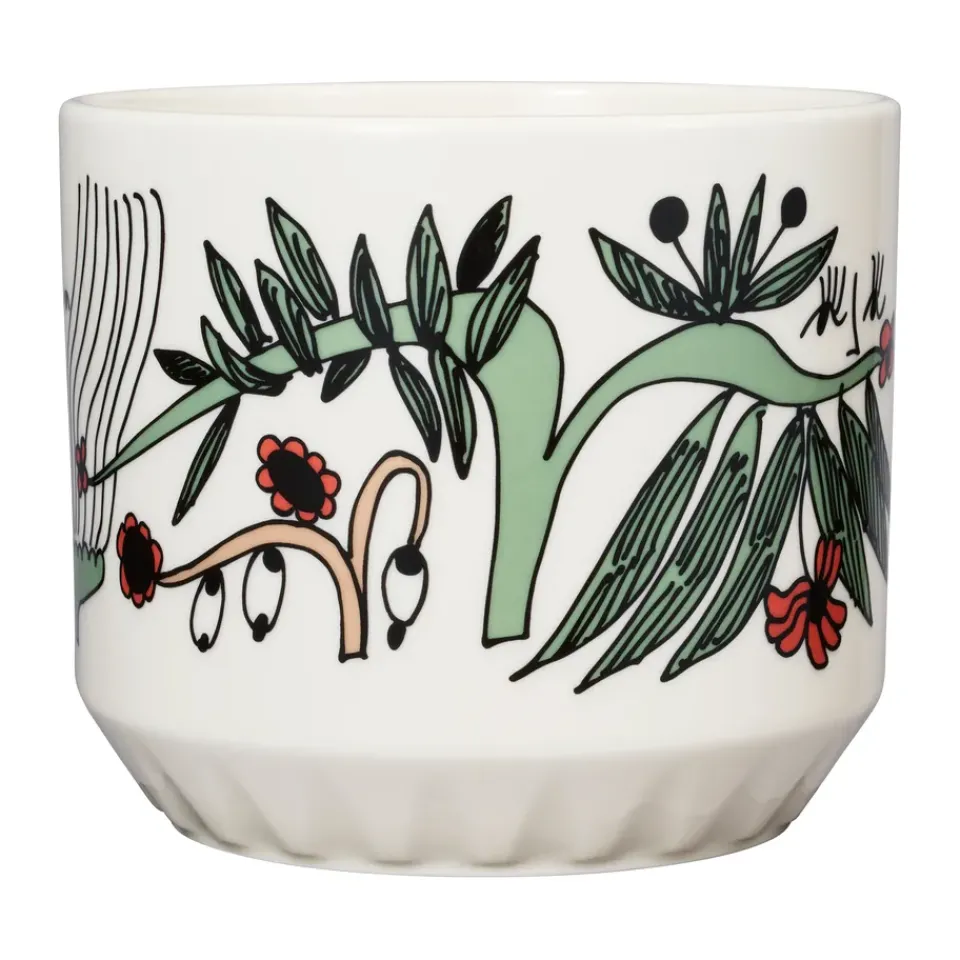 Arabia Puutarhurit flower pot Ø12x14 cm, Green-white-red Multi Hot
