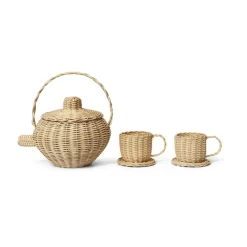 Ferm Living Rattan tea set 3 pieces, Natural Beige Online