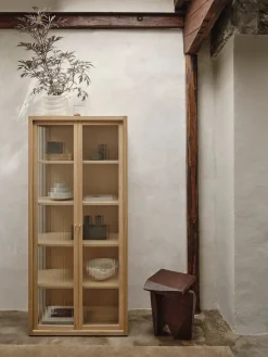 Ferm Living Reed display cabinet 70x155 cm, Natural oak Beige Outlet
