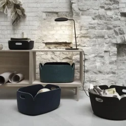 Muuto Restore storage basket round, melange Black Best