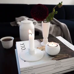 Lyngby Porcelæn Rhombe candle holder 3 cm, White Hot