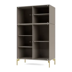 Montana Ripple III display cabinet 69.6x117.6x38 cm, Truffle-legs brass GreyBrown