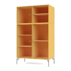 Montana Ripple III display cabinet 69.6x117.6x38 cm, Acacia-legs chrome Yellow Hot