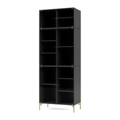 Montana Ripple IV display cabinet 69.6x187.2x38 cm, Anthracite-legs brass Blue Best
