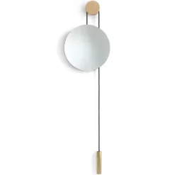 New Works Rise and Shine mirror, Natural oak-brass weight Beige New