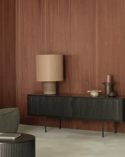 Ethnicraft Roller Max TV unit, Lacquered teak--2 doors Black Hot