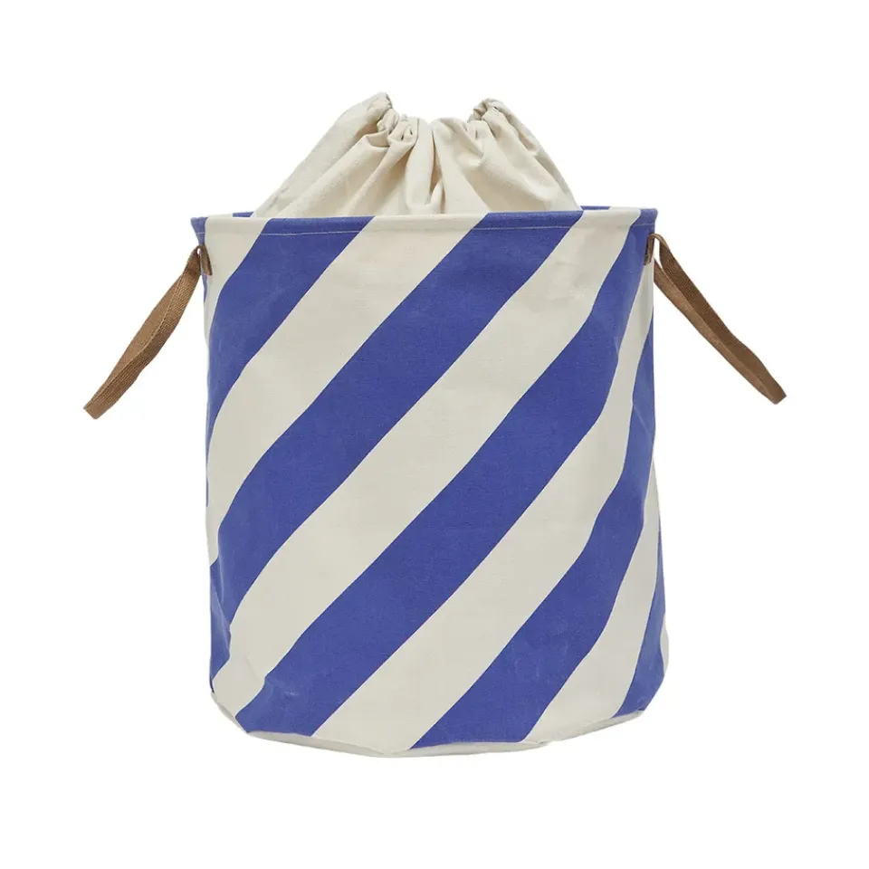 OYOY Sakki storage basket 54 cm, Optic blue BlueWhite