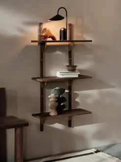 Ferm Living Sector shelf triple narrow, Smoked Oak, brass Brown Best