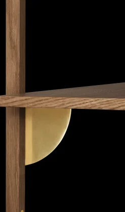 Ferm Living Sector shelf triple wide, Smoked Oak, brass Brown Hot