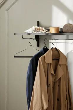 Ferm Living Sector shelf with hanging rail 37x87 cm, ash- brass Black Discount