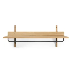 Ferm Living Sector shelf with hanging rail 37x87 cm, Oak-black brass Brown Sale