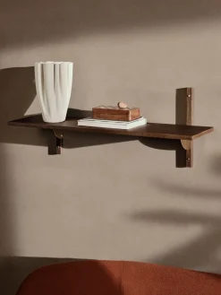 Ferm Living Sector shelfL/S, Smoked Oak, brass Brown