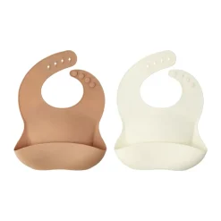 Scandi Living Silly bib silicone 2-pack, Vanilla-hazelnut WhiteBrown Discount