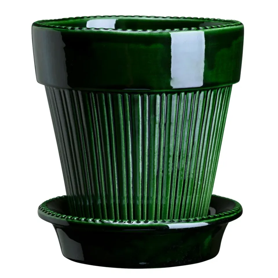 Bergs Potter Simona flower pot glazed Ø16 cm, Green Hot