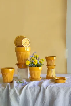 Bergs Potter Simona flower pot glazed Ø12 cm, Yellow Online