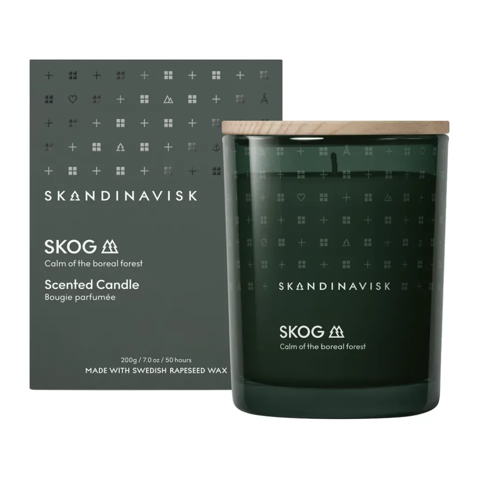 Skandinavisk Skog scented candle with lid, 200 g Green