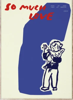 Paper Collective So Much Love Chicken poster, 30x40 cm BlueBeigeRed Best