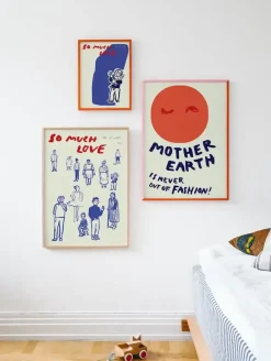 Paper Collective So Much Love Chicken poster, 30x40 cm BlueBeigeRed Best