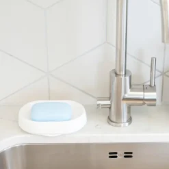 Bosign Soap tray with concealed drain spout in silicone - large, White