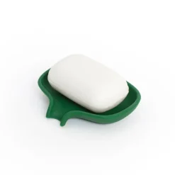 Bosign Soap tray with concealed drain spout in silicone - small 8.5x10.8, Dark Green