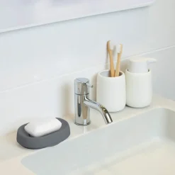 Bosign Soap tray with concealed drain spout in silicone - large, Graphite Grey Hot