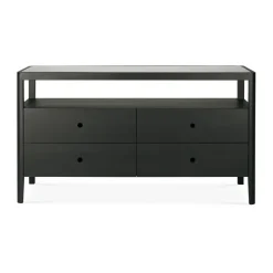 Ethnicraft Spindle dresser, lacquered oak, 4 drawers Black New