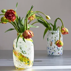 HAY Splash Roll Neck vase M 22 cm, white dot Multi Clearance