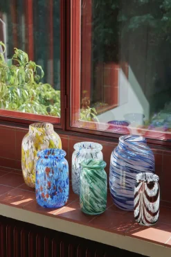 HAY Splash Roll Neck vase S 20.5 cm, swirl Green Hot