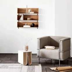 Kristina Dam Studio Stack wall shelf, Oak, consoles in dark oiled walnut Beige Clearance