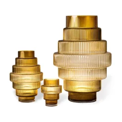 POLSPOTTEN Steps tealight holder 12 cm, Ochre BrownOrange Sale
