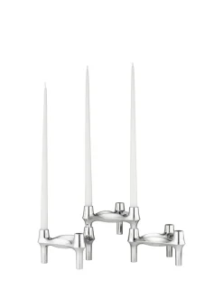 STOFF Nagel BMF candle holder 3-pack, Chrome Silver-coloured Clearance