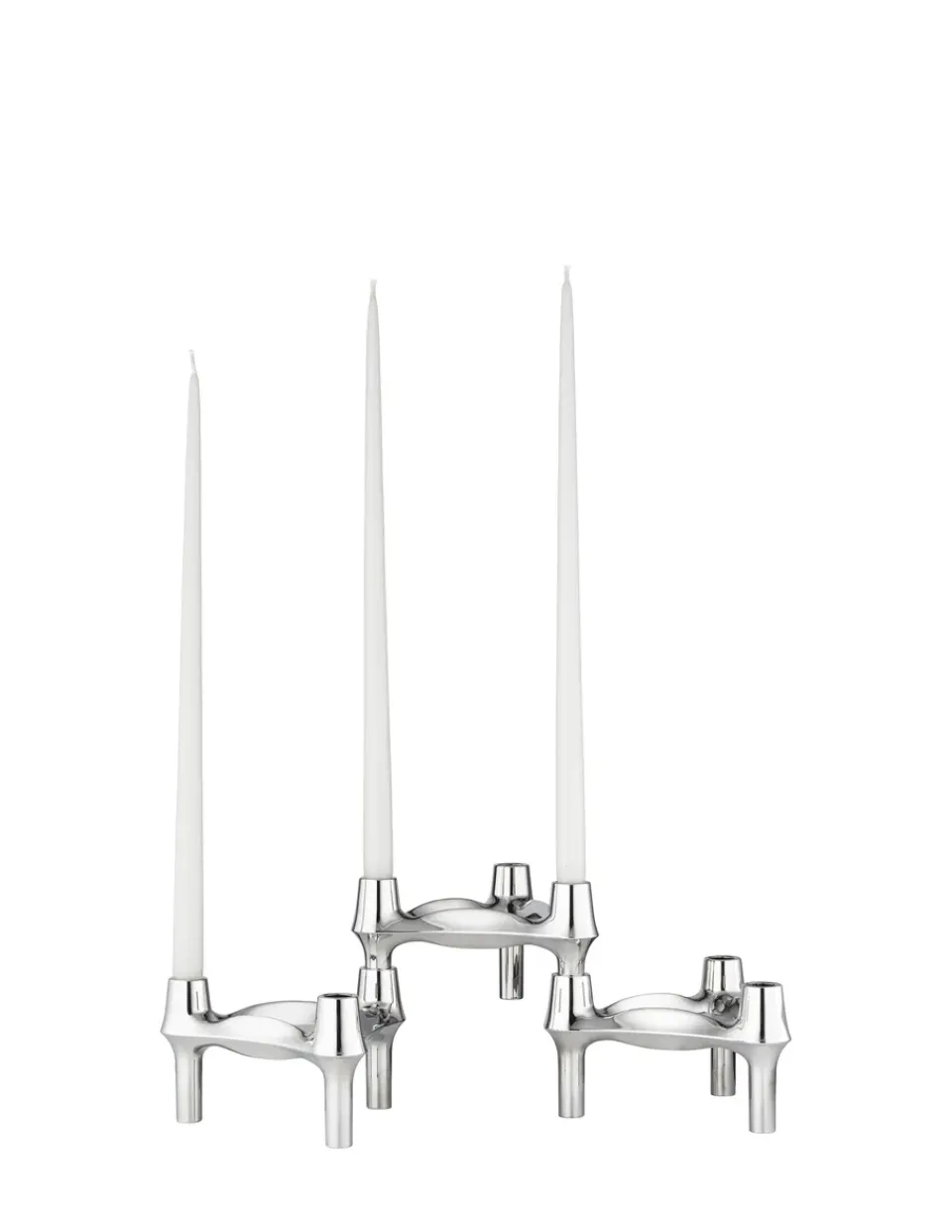 STOFF Nagel BMF candle holder 3-pack, Chrome Silver-coloured Clearance