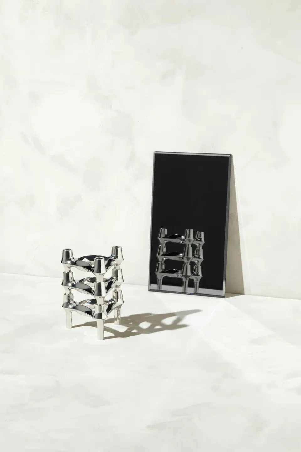 STOFF Nagel BMF candle holder 3-pack, Chrome Silver-coloured Clearance
