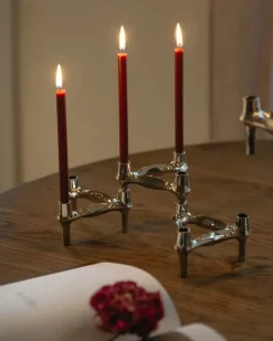 STOFF Nagel BMF candle holder 3-pack, Chrome Silver-coloured Clearance