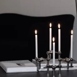 STOFF Nagel candle sticks 3-pack, chromium Silver-coloured Sale
