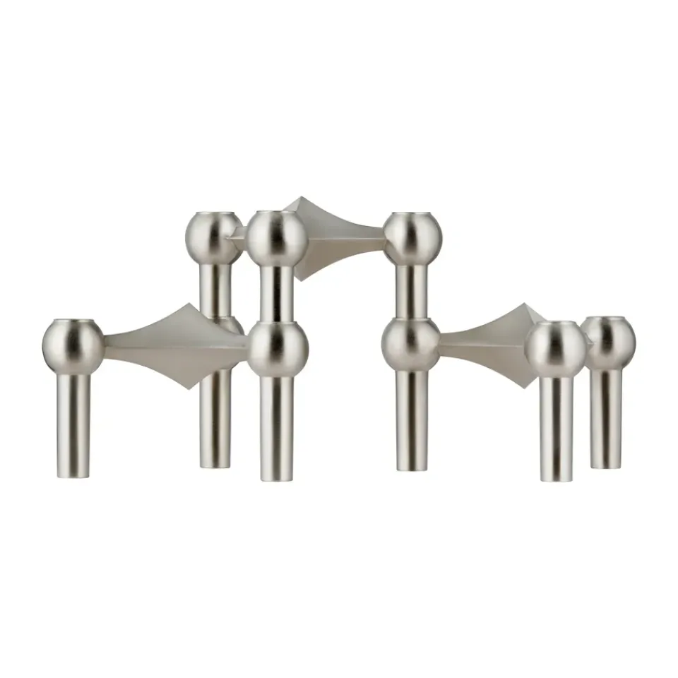 STOFF Nagel candle sticks 3-pack, Brushed chrome Silver-coloured Outlet