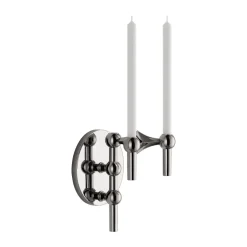 STOFF Nagel candle sticks wall, Black chrome Silver-coloured