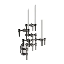 STOFF Nagel candle sticks wall, Black chrome Silver-coloured
