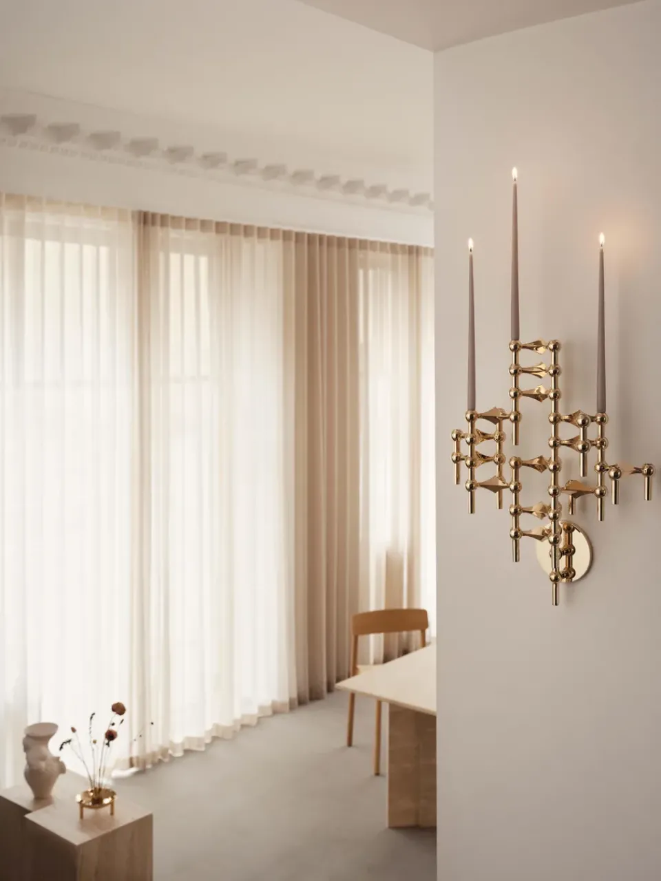 STOFF Nagel candle sticks wall, Brass Gold-coloured Clearance