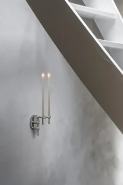 STOFF Nagel candle sticks wall, Chrome Silver-coloured Best