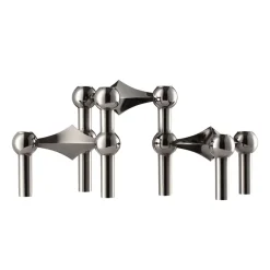 STOFF Nagel candle sticks 3-pack, Black chrome Grey Outlet