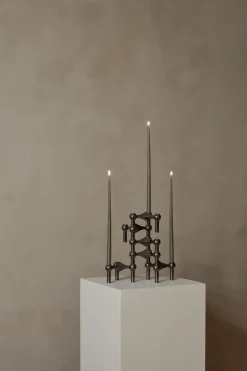 STOFF Nagel candle sticks 3-pack, Black chrome Grey Outlet