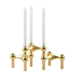 STOFF Nagel candle sticks 3-pack, brass Gold-coloured Hot