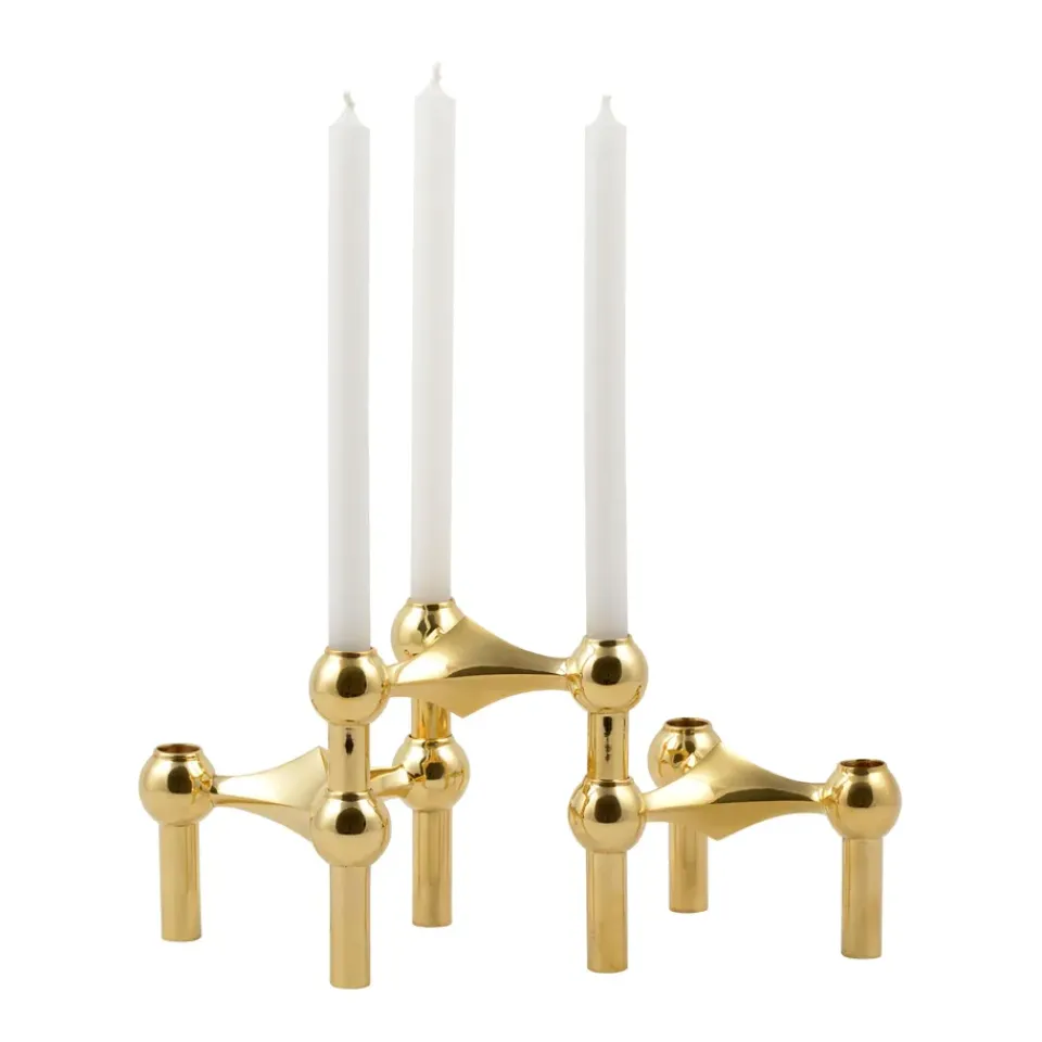 STOFF Nagel candle sticks 3-pack, brass Gold-coloured Hot