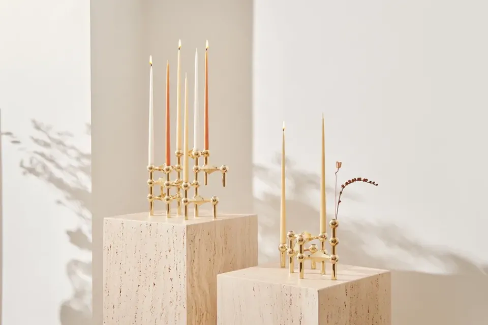 STOFF Nagel candle sticks 3-pack, brass Gold-coloured Hot