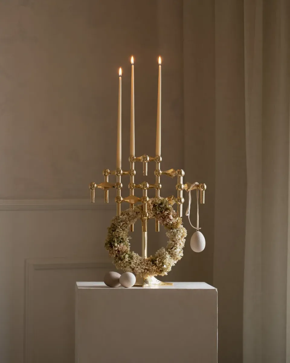 STOFF Nagel candle sticks 3-pack, brass Gold-coloured Hot