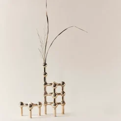 STOFF Nagel vase, Brass Gold-coloured New
