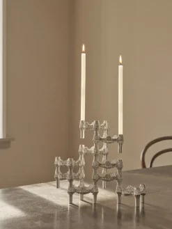 STOFF Quist candlestick 3-pack, Brushed chrome Silver-coloured Clearance