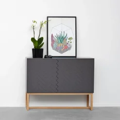 A2 Story Side table, Midnight , white oiled oak stand Blue