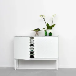 A2 Story Side table, , marble top, stand White Hot